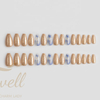 Easywell 28 pieces wholesale OEM designer pressed nails for ladies artificial nails white line false nails