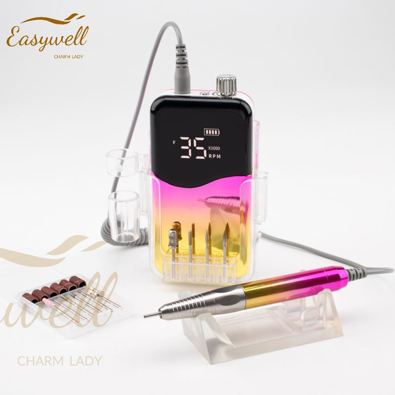2021 High Quality Hot Sale Nail Supply Less Noise Light Weight Gradient Gold Brushless Nail E-file Nail Drill Machine