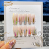 Long Ballerina Pink Blue Yellow Butterfly Nails Art Salon Press On Nails Customized Artificial Fake Nail Tips