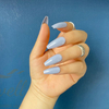 Easywell 28 pcs pure bright blue coffin false press on nails custom Fake Nails 