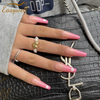 Easywell 28 pcs rainbow french coffin false press on nails custom Glossy Fake Nails Coffin fake nails 