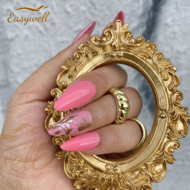 Custom New Trendy Pink Long Ballerina Black White Swirl Press On Nails Tips Artificial Fingernails Acrylic Strong Nails