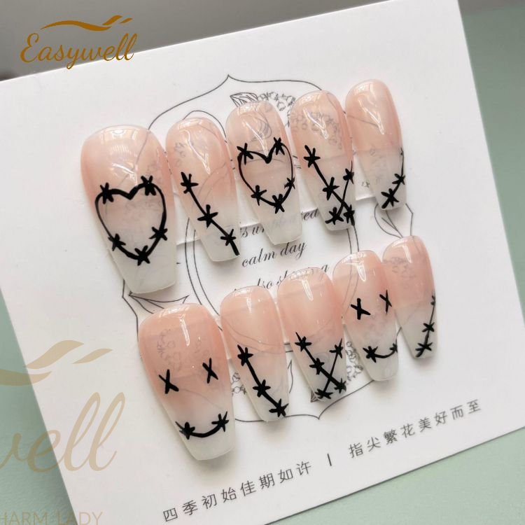  Free Samples Long Ballerina Pink Blue Yellow Butterfly Nails Art Salon Press On Nails Customized Artificial Fake Nail Tips