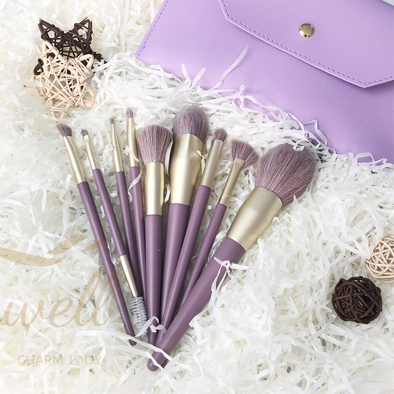 New spot purple sweet potato nine makeup brush set soft bristles eye shadow brush high gloss brush beginner beauty tools