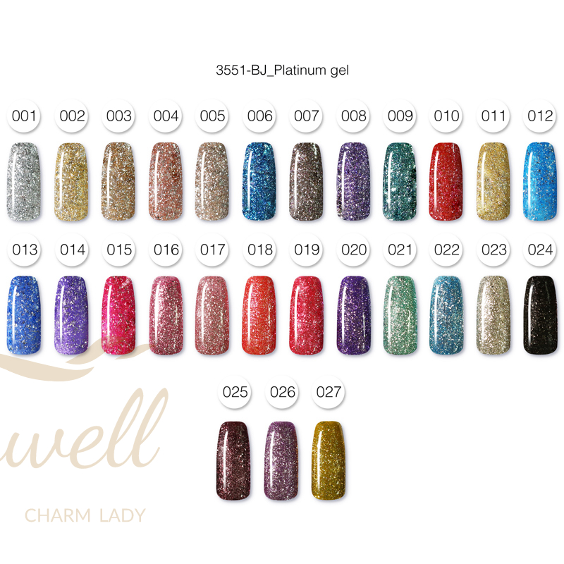 Easywell 15ml 3551-BJ soak off thick uv led bling colors nail glitter gel polish