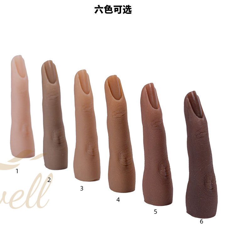 Silicone manicure practice hand model foreign trade with joints bendable matching nail piece prosthetic hand model silicone finger（100 nails）